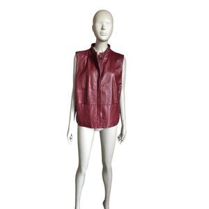 Siena Studio Red Faux Leather Button Up Vest